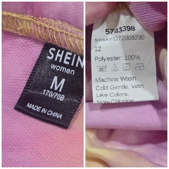 SHEIN ✦ Tie-Dye Skirt M ✦ Pastel Ruffled High-Low Hem Adjustable Drawstrings NWT - Picture 6 of 10